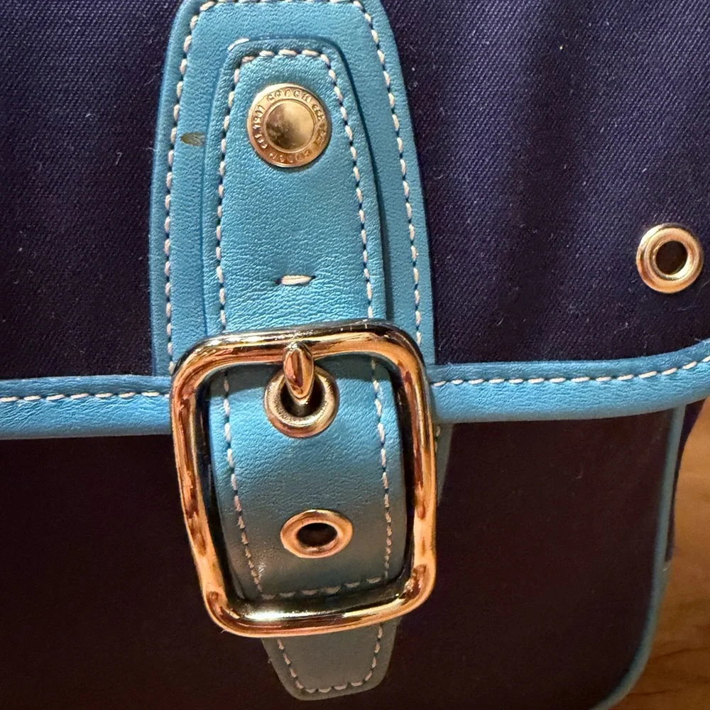 Coach Hamptons Twill Garden Tote Bag #6734 - Deep Marine Navy Blue - Picture 8 of 16